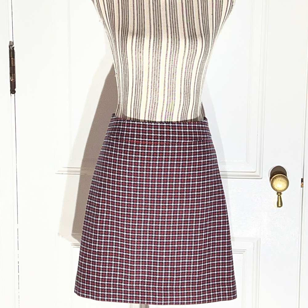Plaid A-Line Skirt - j crew size 2 wool blend women’s houndstooth S397